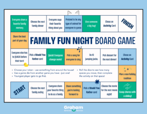 Graham Behavior Services Family Game night Game Board